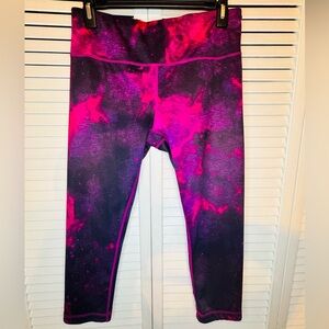 💎 Active Life Medium Woman’s Pink & Purple Galaxy Print Active Leggings EUC